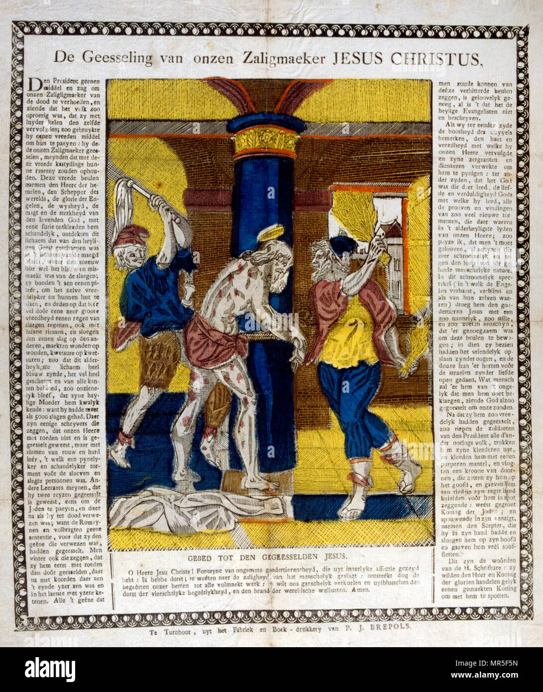 Niederländisch 18. Jahrhundert Holzschnitt Abbildung: die Geißelung Christi Stockfoto