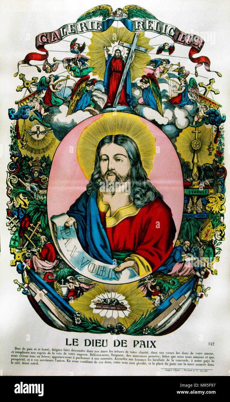 19 farbige Abbildung (Französisch); Darstellung von Jesus Christus. Ca. 1854 Stockfoto