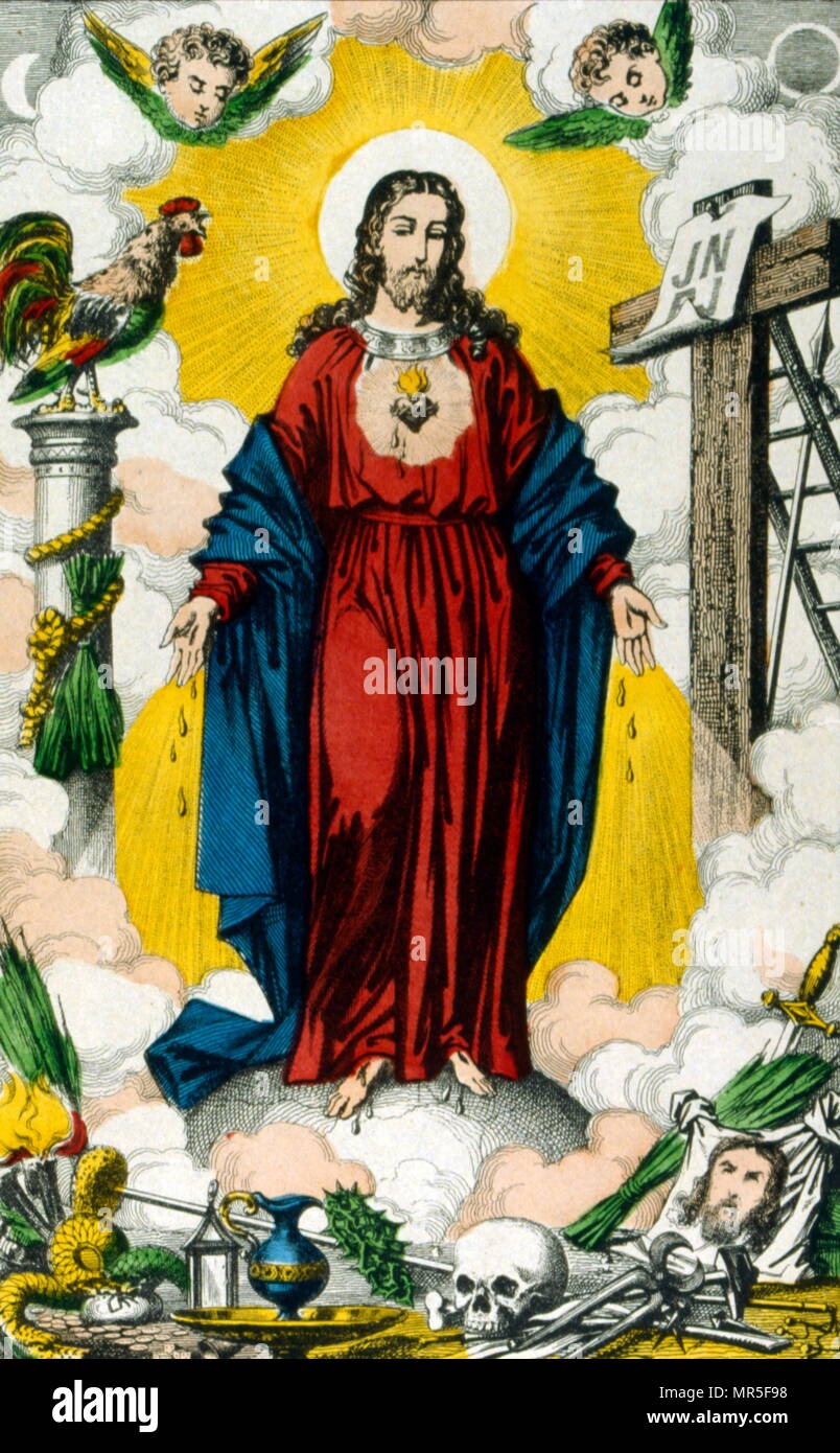 19 farbige Abbildung (Französisch); Darstellung von Jesus Christus. Ca. 1854 Stockfoto