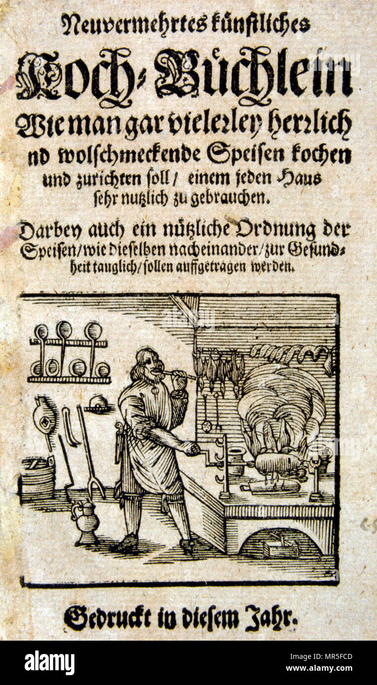 Titel Seite aus dem 17. Jahrhundert Deutsche Kochbuch Stockfoto