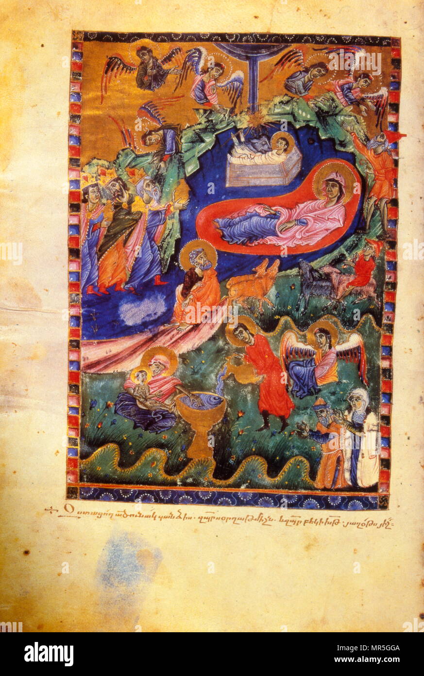 13. Jahrhundert, die Armenische Evangelische Manuskript, der Besuch der Drei Könige auf die Geburt Christi Stockfoto