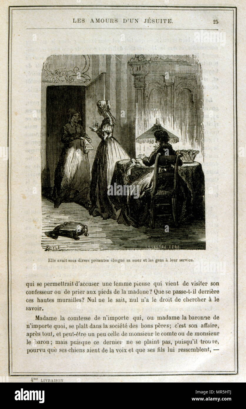 Abbildung von Les Amours d'un Jesuit: histoire vraie (Die liebt eines Jesuiten: Eine wahre Geschichte) von Gustave Graux. (1837-1899). Stockfoto Abbildung von Les Amours d'un Jesuit: histoire vraie (Die liebt eines Jesuiten: Eine wahre Geschichte) von Gustave Graux. (1837-1899). Stockfoto