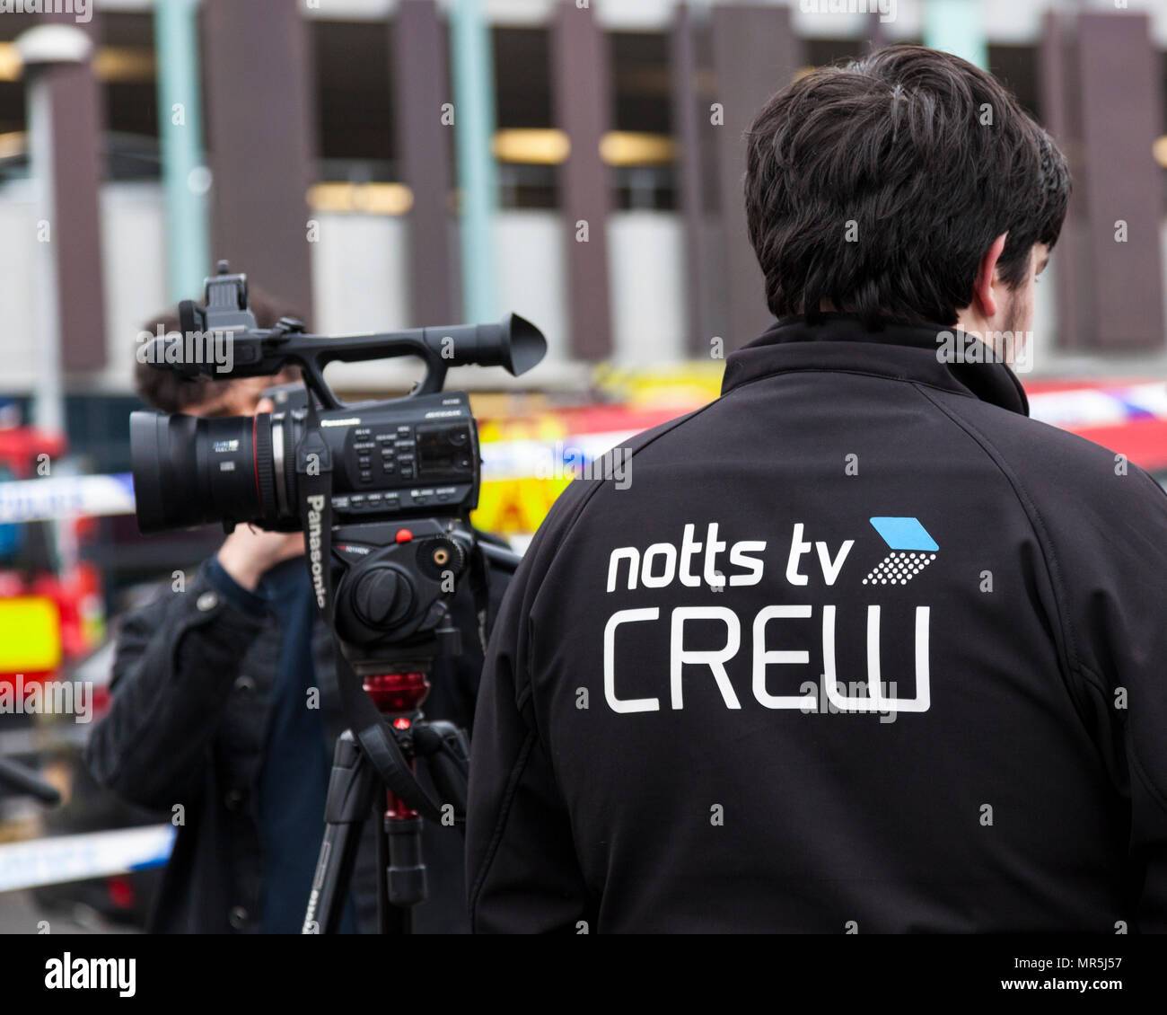 Notts TV Crew, Nottingham, England, Großbritannien Stockfoto