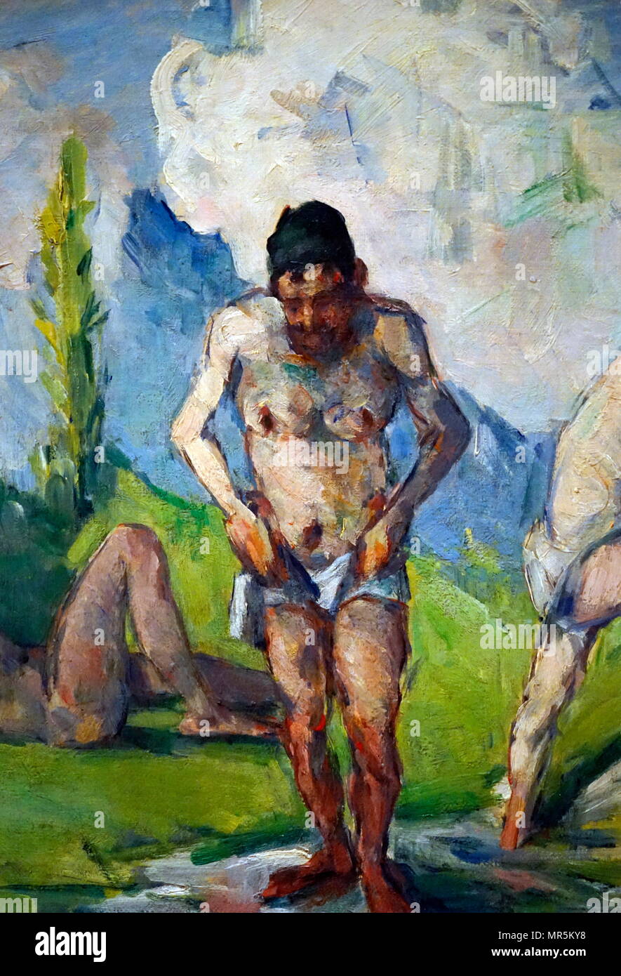 Baigneurs Au Repos; Badegäste in Ruhe, (Detail), 1876-78. Öl auf Leinwand von dem französischen Künstler gemalt, Paul Cézanne 1839-1906 Stockfoto