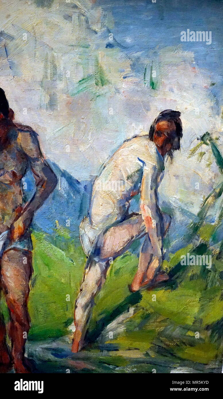 Baigneurs Au Repos; Badegäste in Ruhe, (Detail), 1876-78. Öl auf Leinwand von dem französischen Künstler gemalt, Paul Cézanne 1839-1906 Stockfoto
