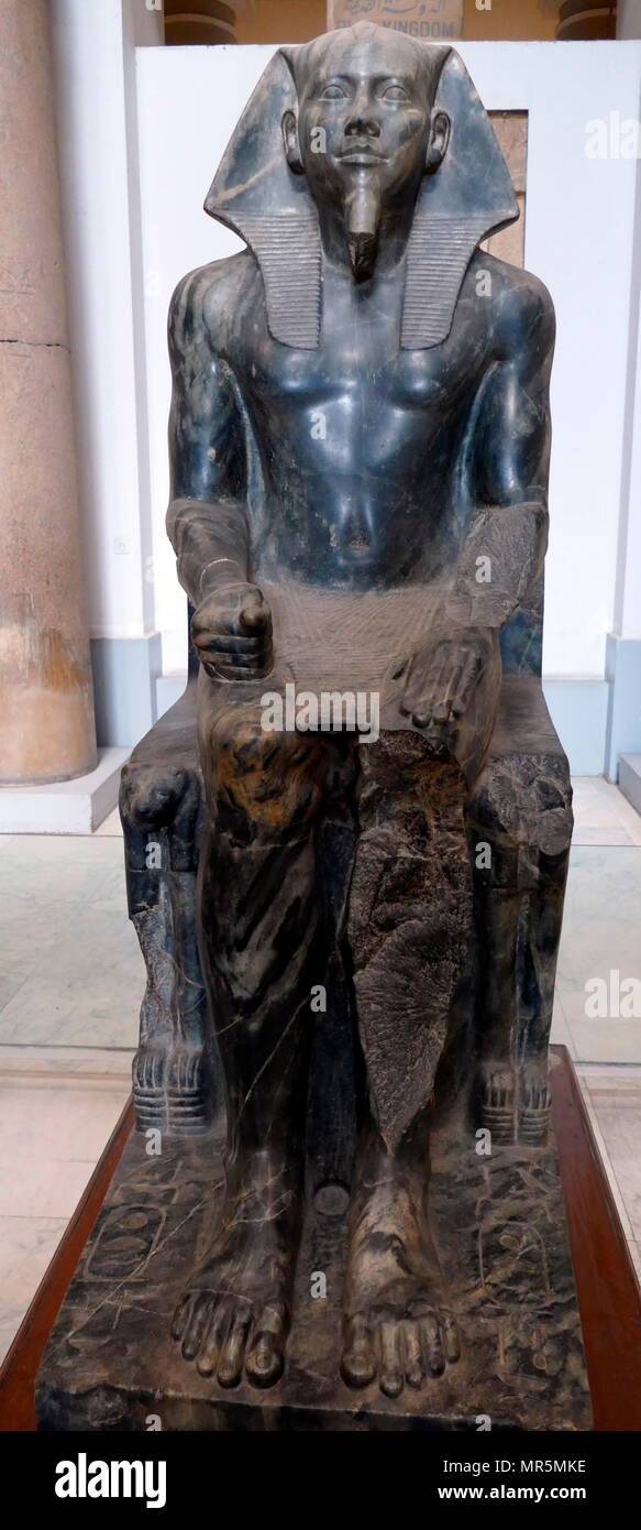 Diorit Statue von König Cephren, Erbauer der Zweiten Pyramide in Gizeh, Ägypten. Khafra, Khafre, Khefren oder cephren) war ein altägyptischer König (Pharao) der vierten Dynastie im Alten Reich Stockfoto