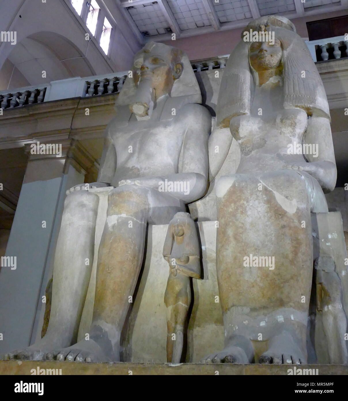 Die Statue von König Amenhotep III. und Königin Teje. Amenhotep III (Amenophis III), war der 9. der Pharao der achtzehnten Dynastie. Nach verschiedenen Autoren, er regierte Ägypten von Juni 1386 bis 1349 v. Chr. Stockfoto