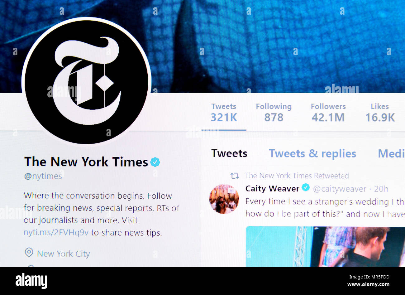 New York Times Twitter Seite (2018) Stockfoto