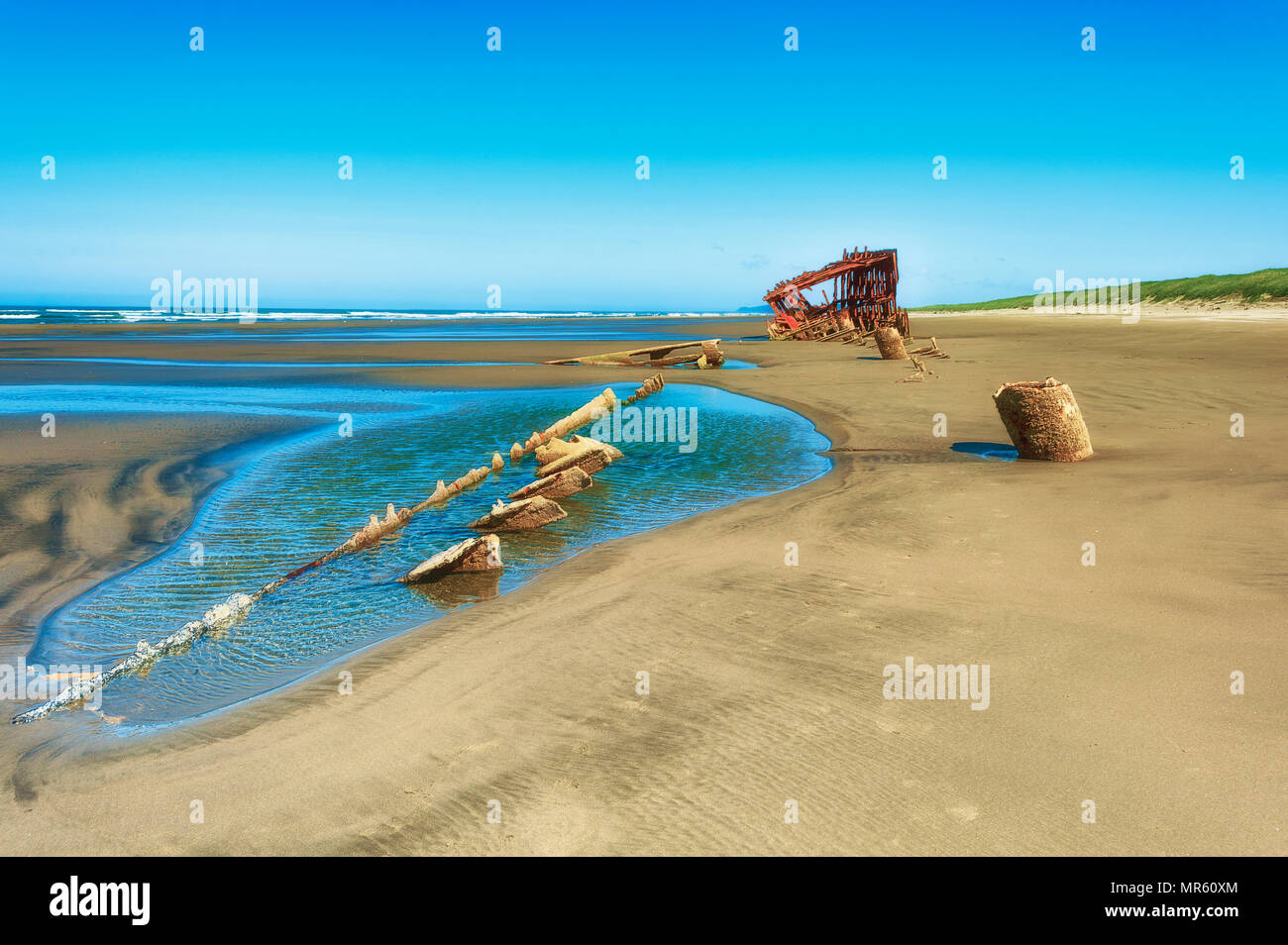 Die Überreste der Peter Iredale Schiff, das an der Küste von Oregon im Oktober 25, 1906 zerstört. Stockfoto