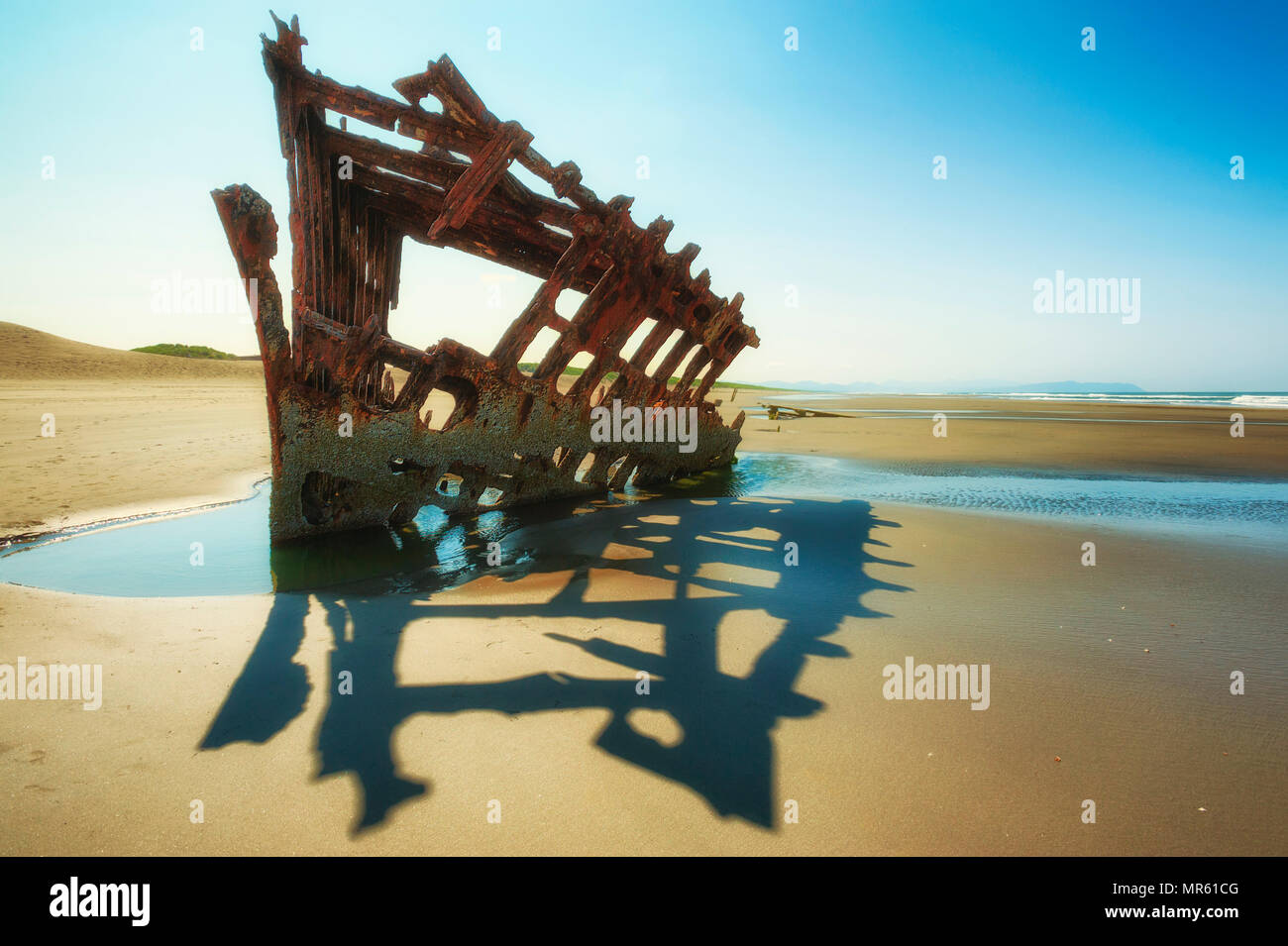 Die Überreste der Peter Iredale Schiff, das an der Küste von Oregon im Oktober 25, 1906 zerstört. Stockfoto