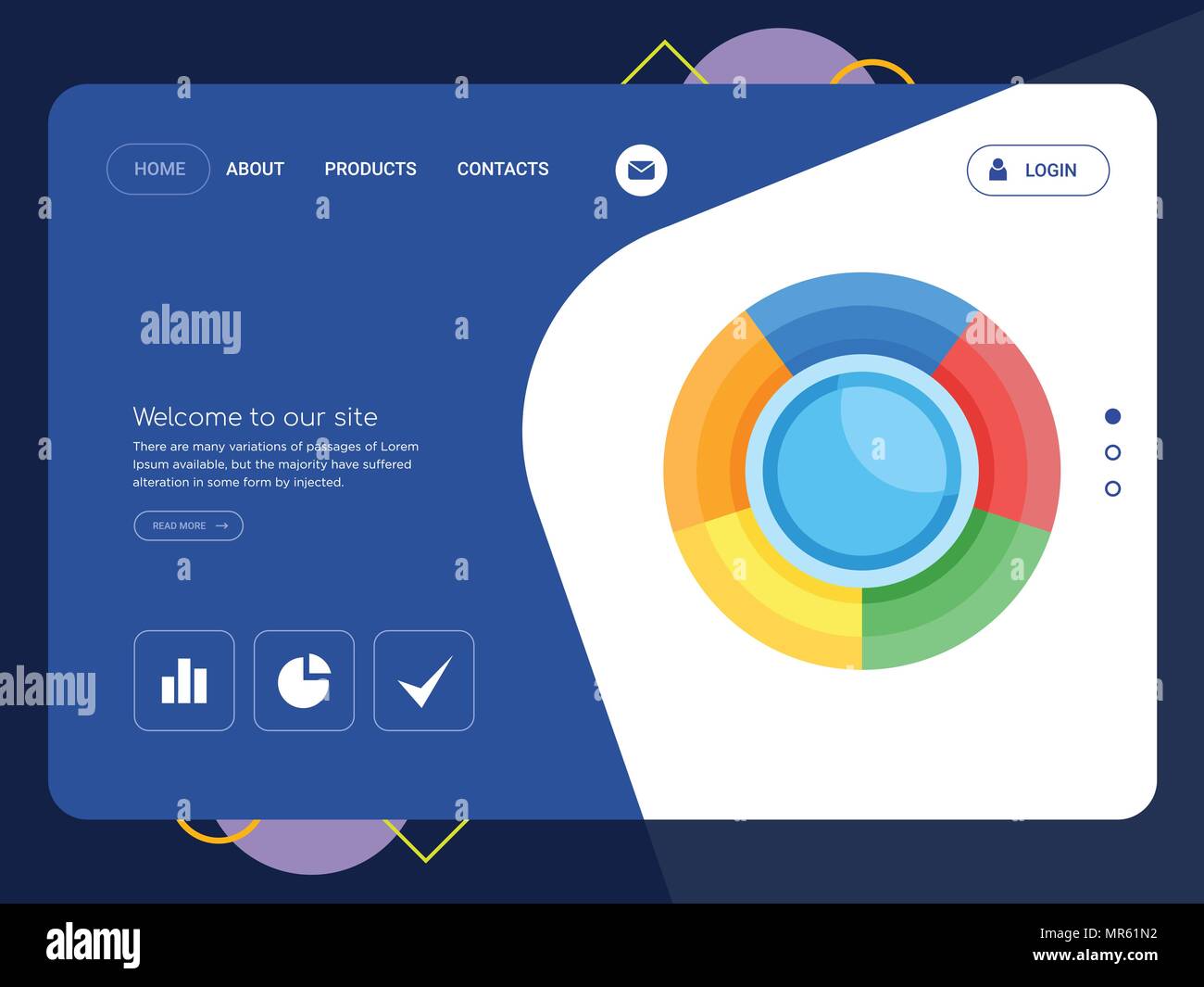 Die Qualität einer Seite Website Template Vector EPS, moderne Web Design mit flachem UI-Elemente und Landschaft Illustration, ideal für Landing Page Stock Vektor