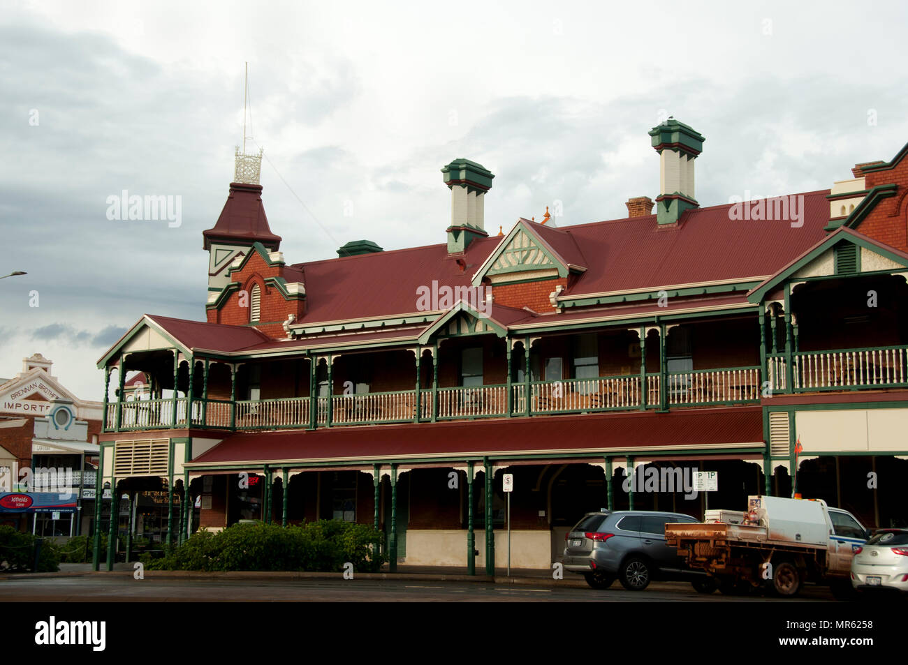 KALGOORLIE, AUSTRALIEN - 26. Februar 2018: Die Exchange Hotel ist ein historisches Wahrzeichen, das 1900 errichtet wurde und die auf der Staat Erbe Registrieren Stockfoto