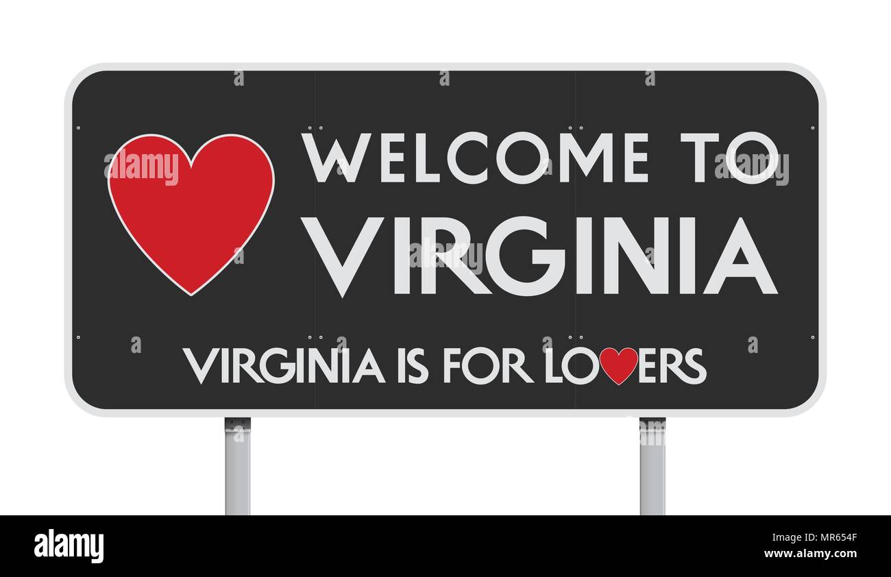 Vector Illustration der Willkommen in Virginia "Virginia ist für schwarze Straße Liebhaber' Zeichen Stock Vektor