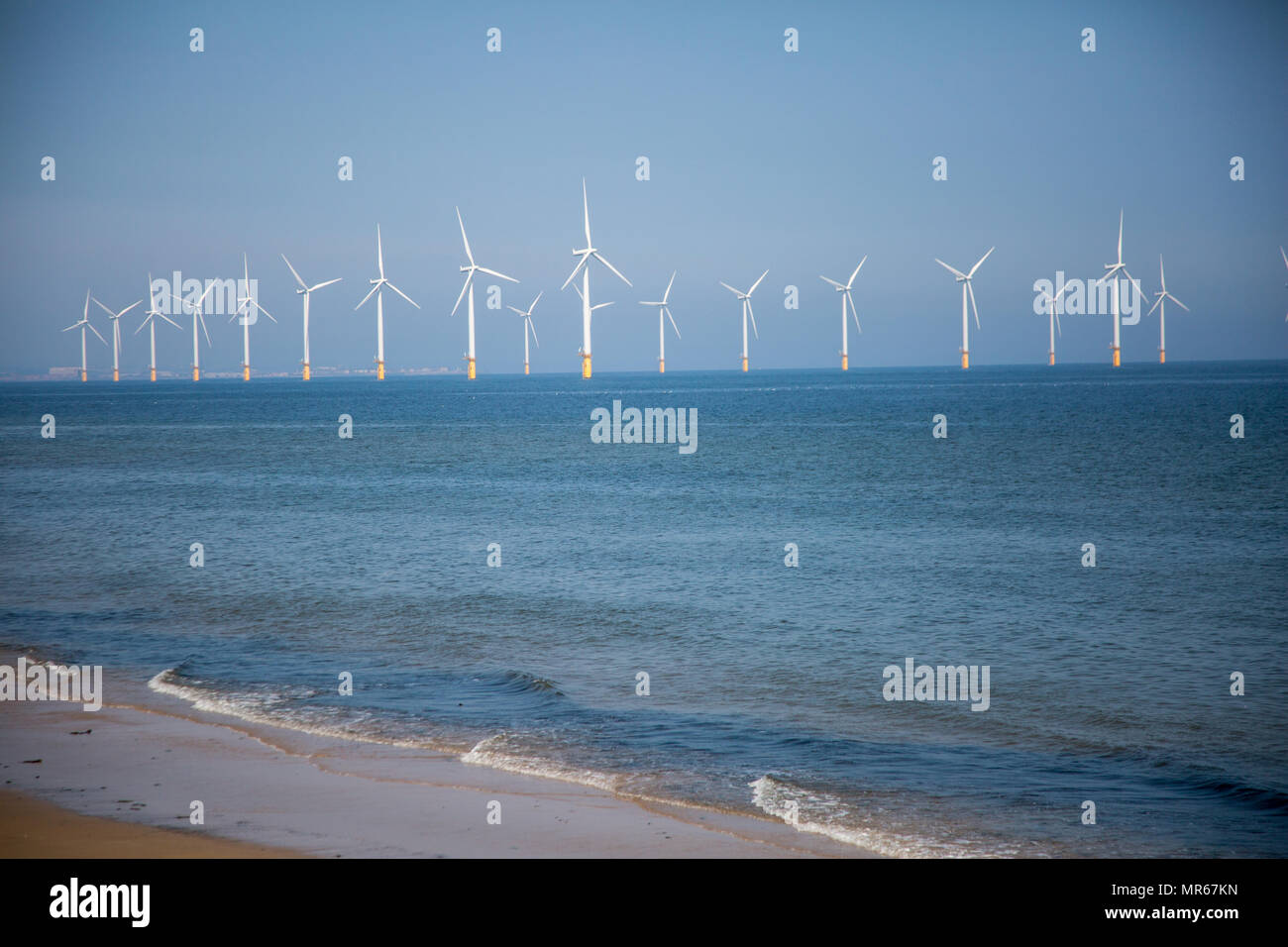 Teesside Windpark auch bekannt als Redcar Wind Farm ist ein 27 turbine Offshore Windpark vor der Küste von North Yorkshire im Vereinigten Königreich entfernt Stockfoto