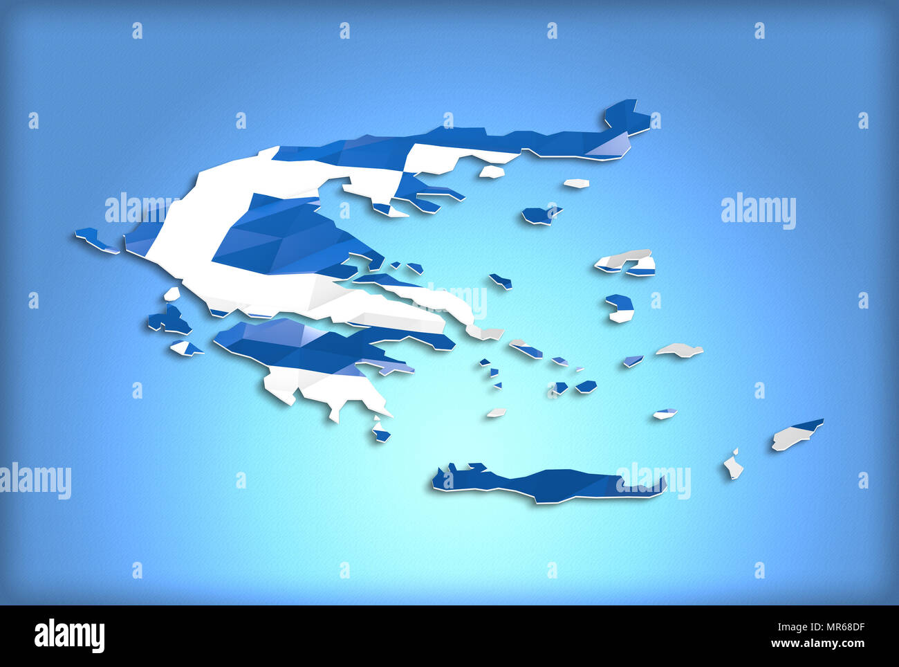 Low Poly die Markierung in der Karte von Griechenland, 3D-Rendering, Kunst Symbol Stockfoto