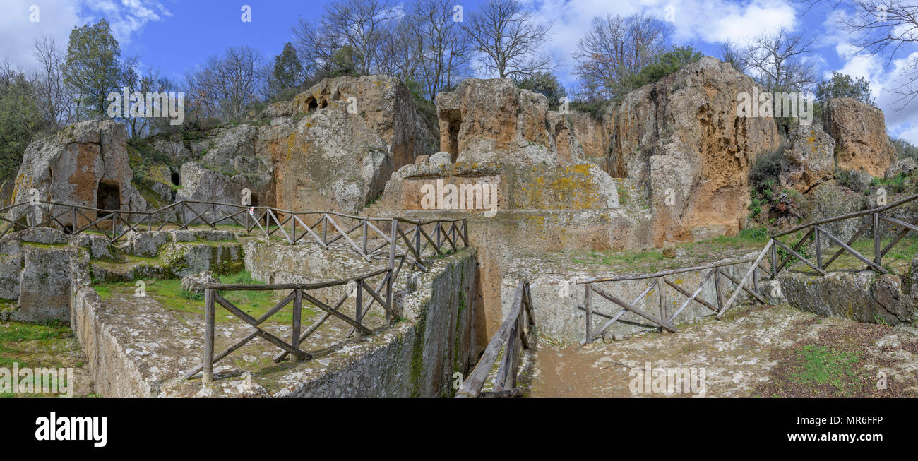 Etruskische Tempel Tomba Ildebranda, Sovana, Toskana, Italien Stockfoto