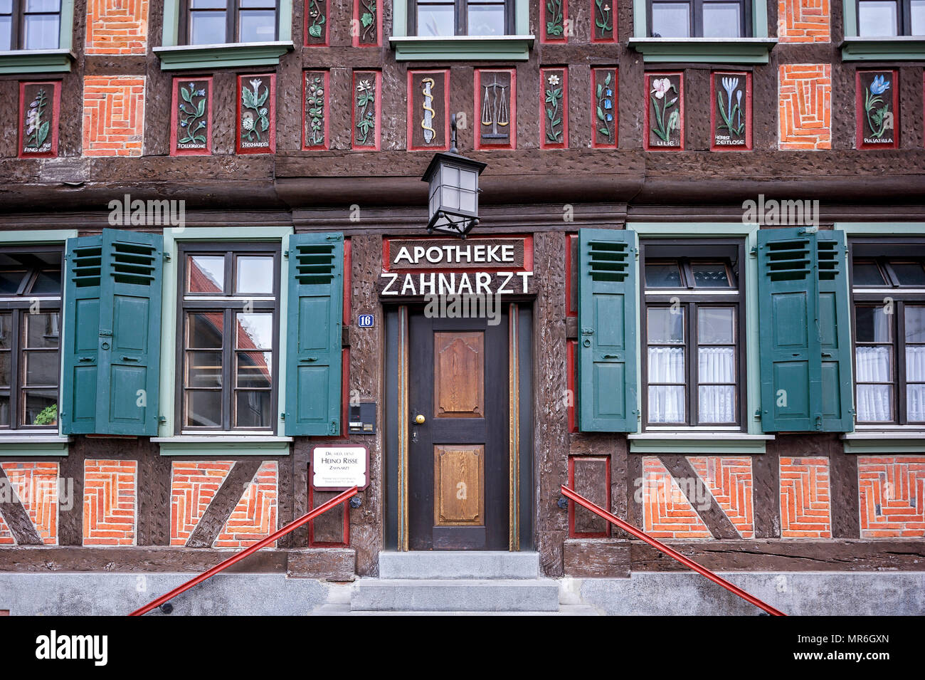 Fachwerkhaus Alte Apotheke, Babenhausen, Hessen, Deutschland Stockfoto