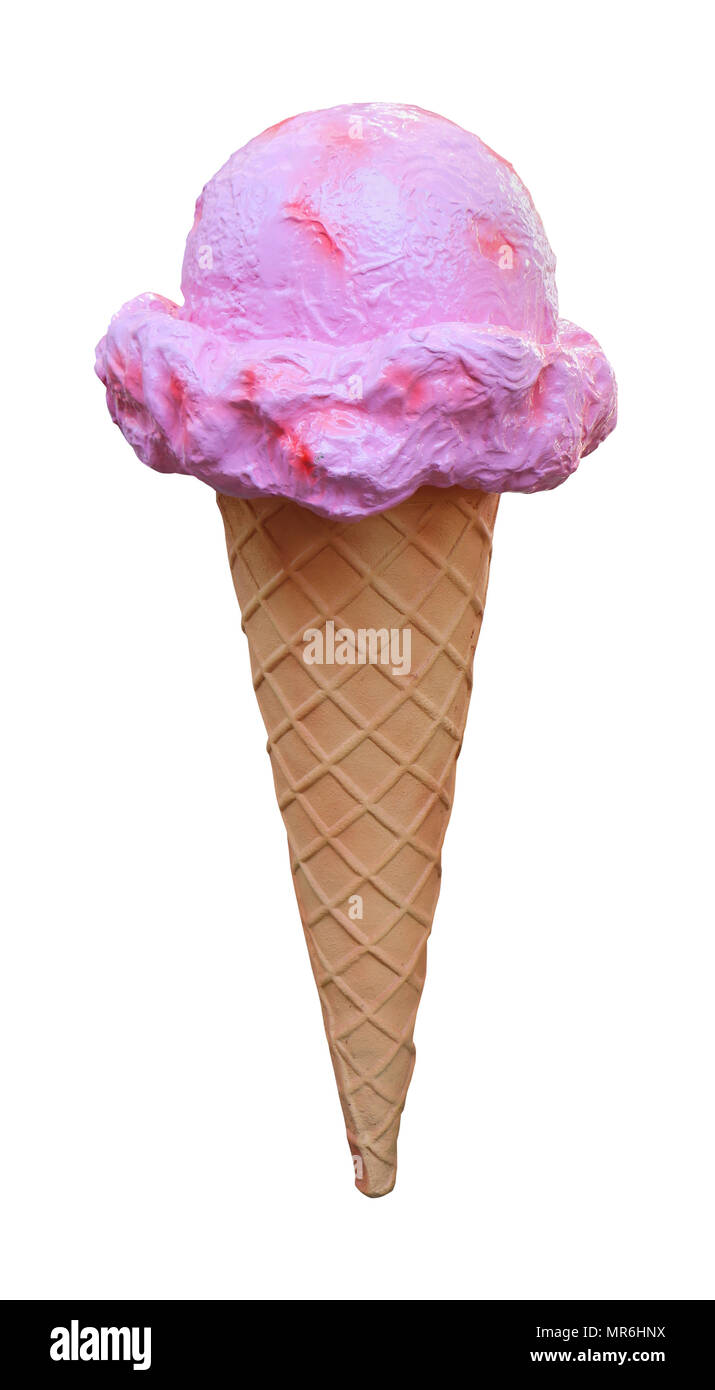 Eis mit Erdbeeraroma Lufthutze isoliert auf weißem Stockfoto