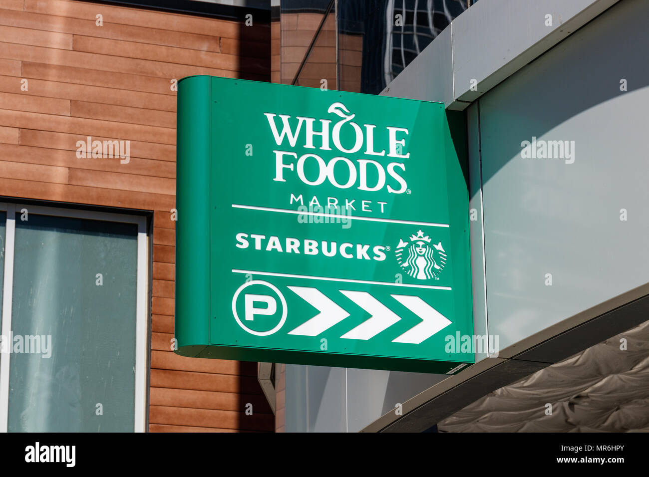 Indianapolis - ca. Mai 2018: Whole Foods Market. Amazon eine Vereinbarung bekannt gegeben, Whole Foods für $ 13,7 Mrd. zu kaufen Ich Stockfoto