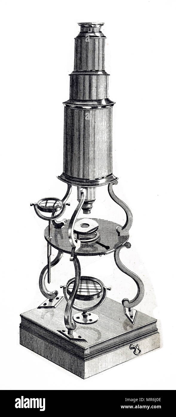 Abbildung: "Drei Pfeiler Mikroskop" der Typ von Edmund Culpeper (1660-1738)  ca. 1730 hergestellt Stockfotografie - Alamy