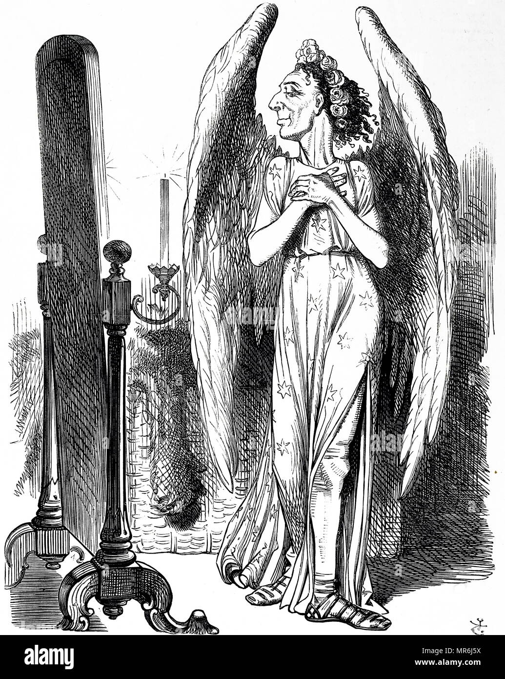 Cartoon kommentierte Benjamin Disraeli Rede von der Oxford Union während der Debatte über die Evolution. Benjamin Disraeli (1804-1881) ein britischer Staatsmann der Konservativen Partei und Premierminister von Großbritannien. Vom 19. Jahrhundert Stockfoto