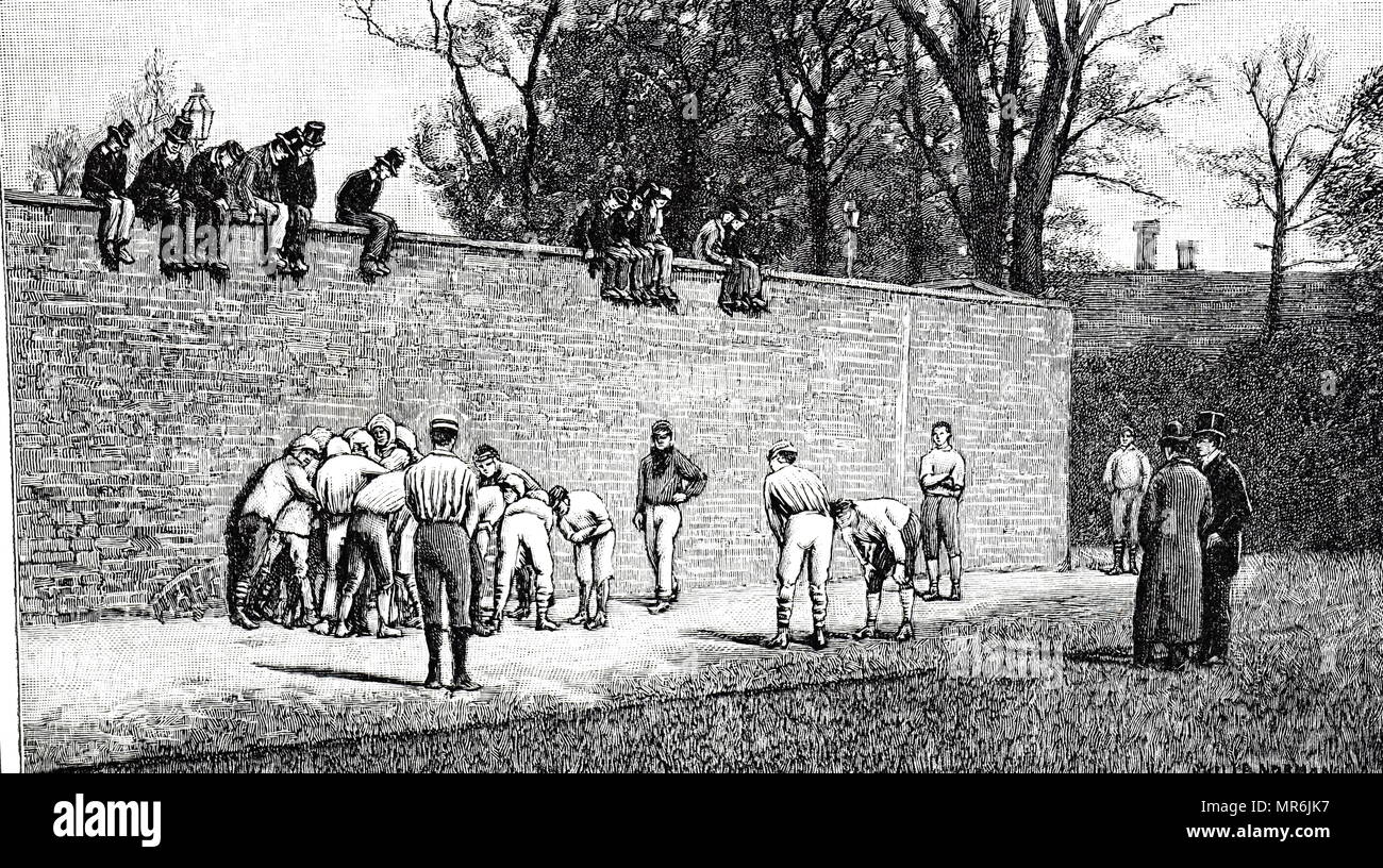Gravur, Jungs, das Eton Wand Spiel. Vom 19. Jahrhundert Stockfoto