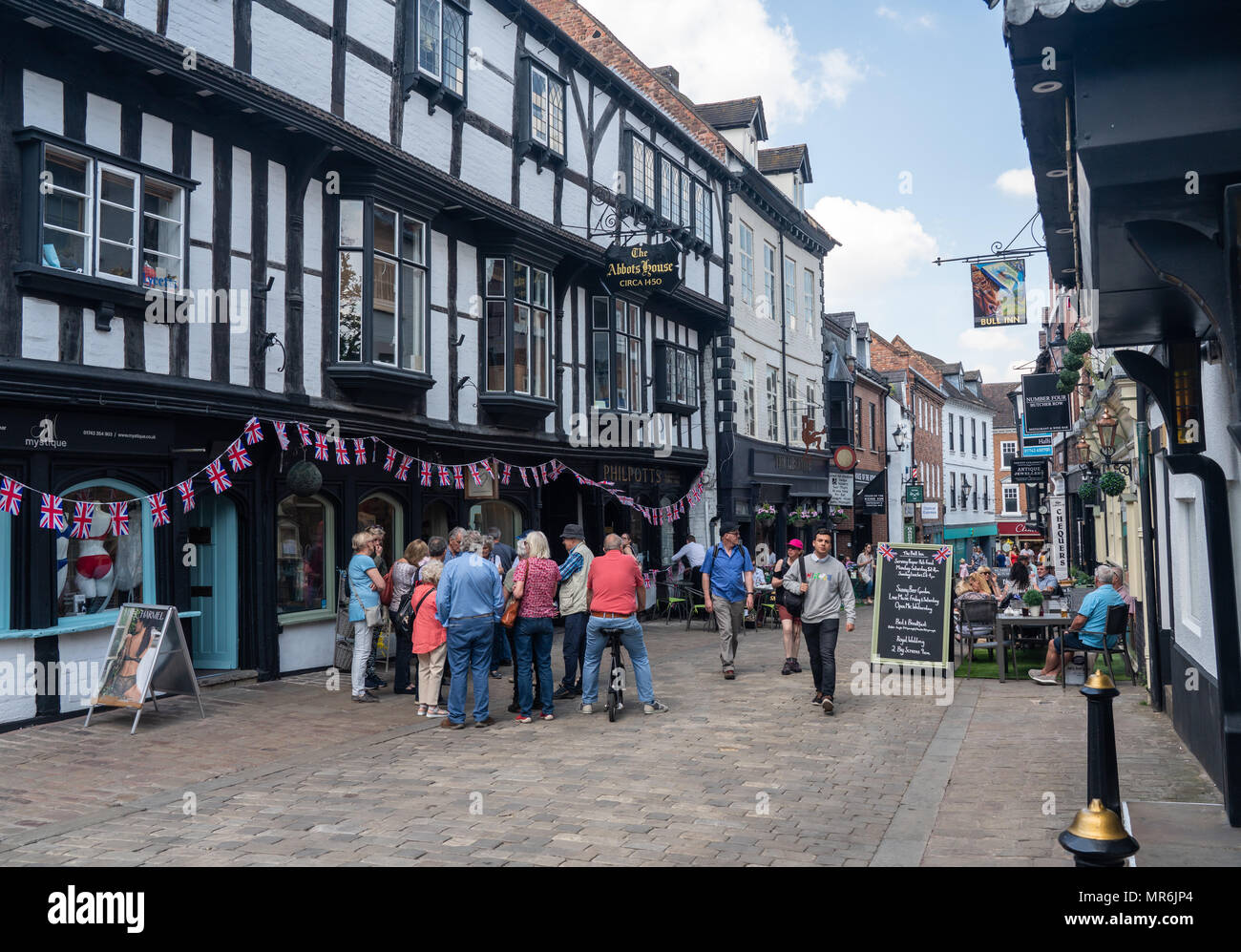 Butcher Row in Shrewsbury, Shropshire Stockfoto