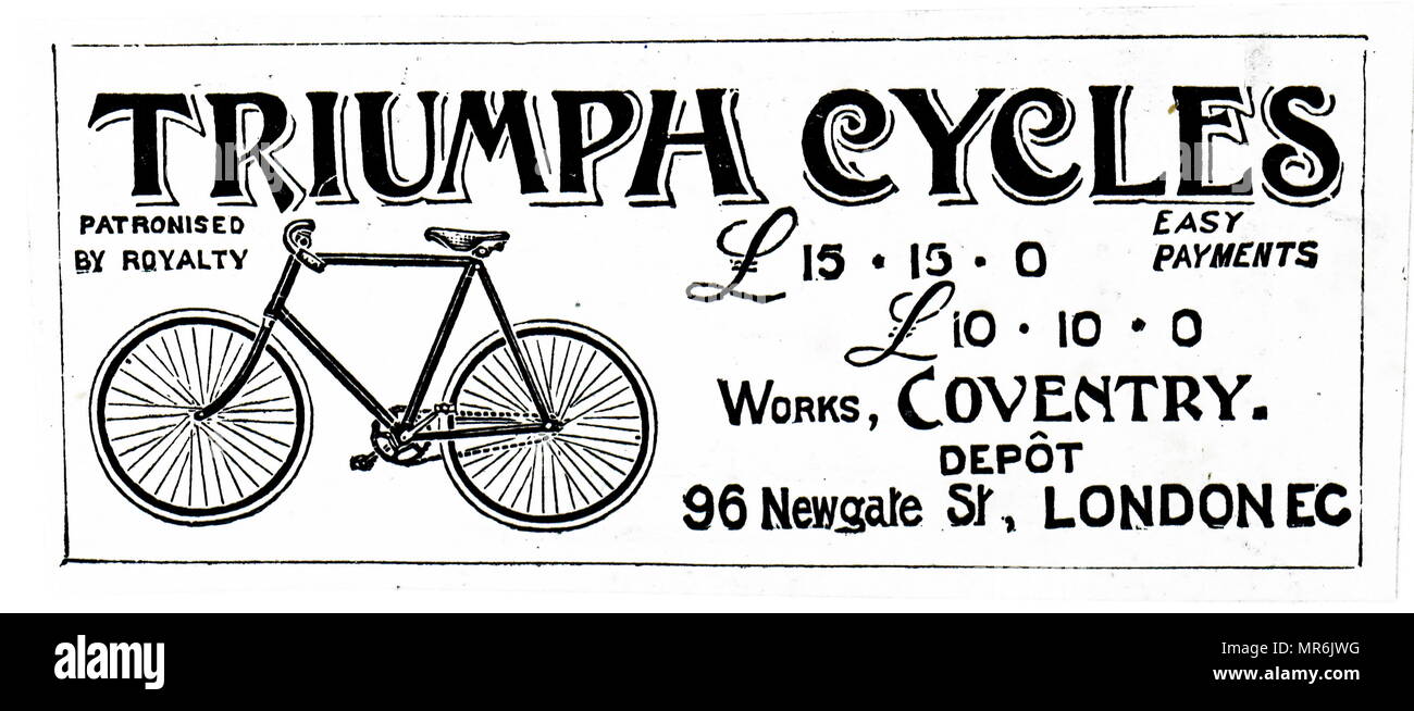 Werbung für Triumph Zyklen. Vom 20. Jahrhundert Stockfoto