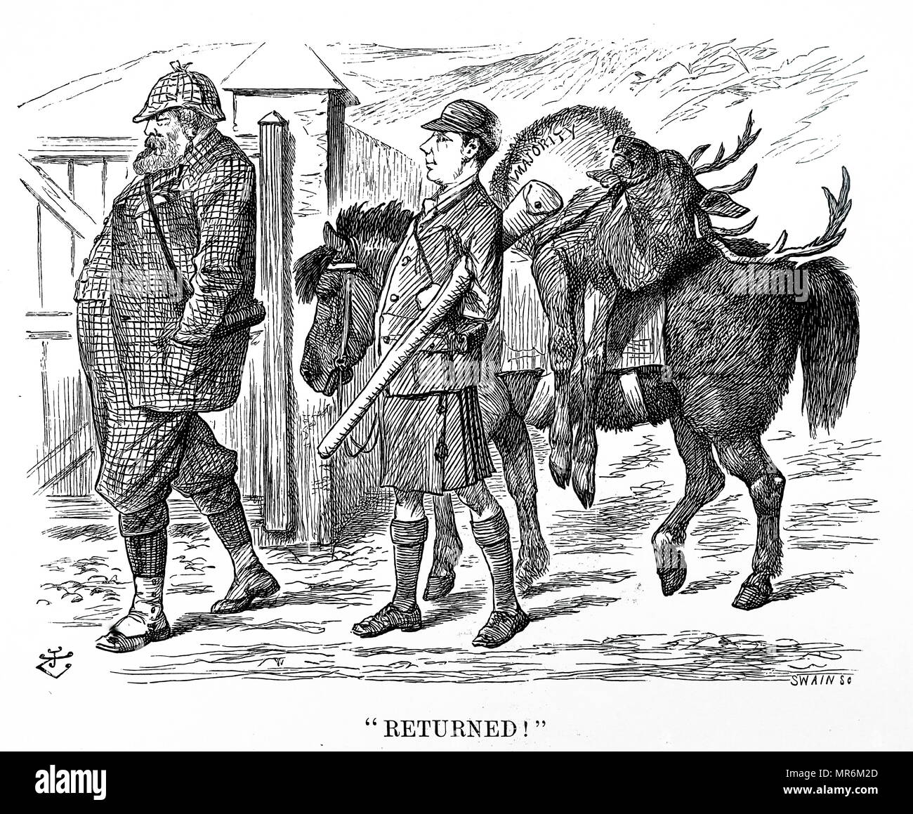 Cartoon kommentierte die Khaki Wahl. Robert Gascoyne-Cecil, 3 Marquis von Salisbury (1830-1903), konservativen Ministerpräsidenten, wieder an die Macht in der Wahl von 1900. Illustriert von John Tenniel (1820-1914) ein englischer Illustrator Grafik Humorist und politischen Karikaturisten. Vom 20. Jahrhundert Stockfoto