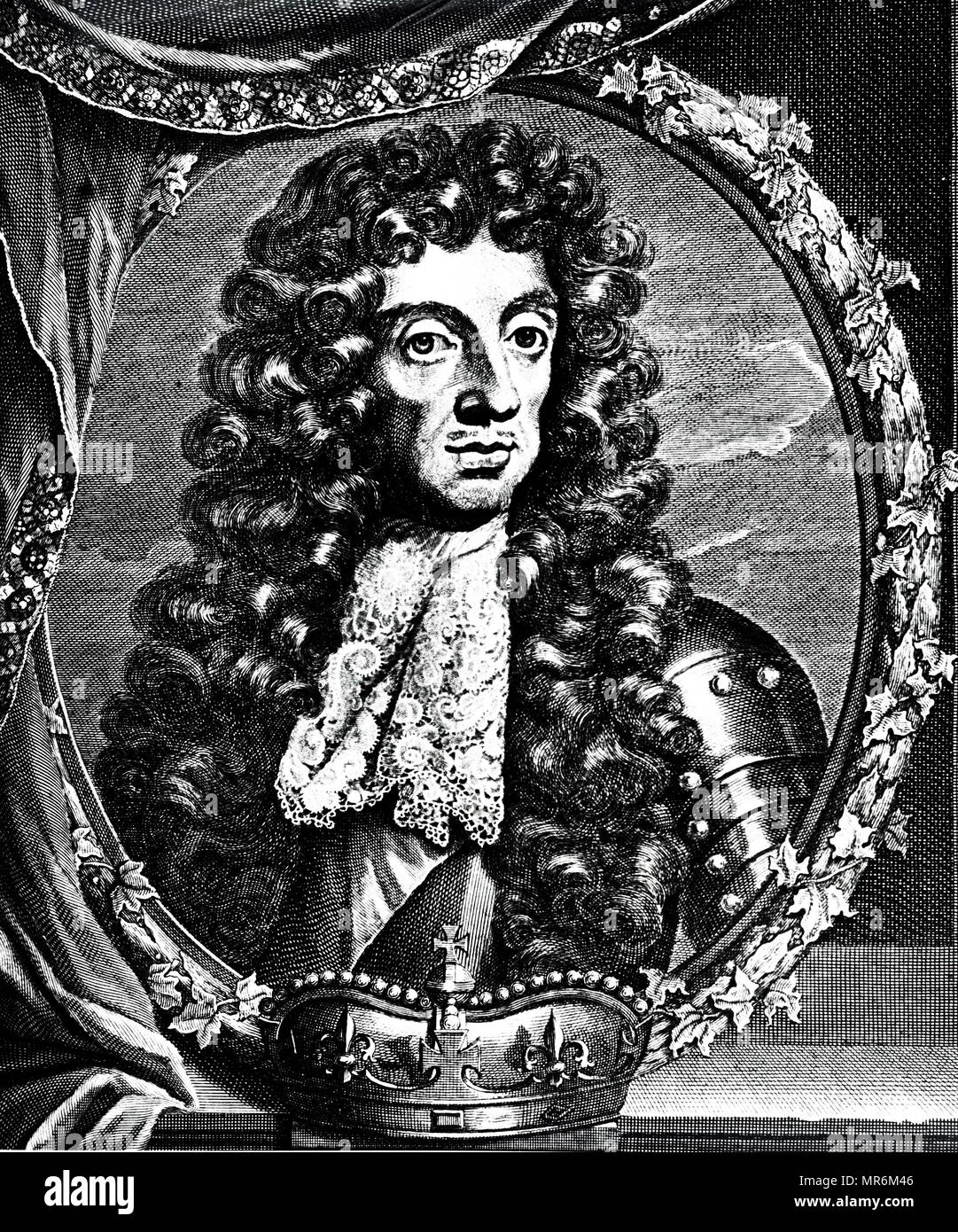 Porträt von Karl II. von England (1630-1685) König von England, Schottland und Irland. Vom 18. Jahrhundert Stockfoto