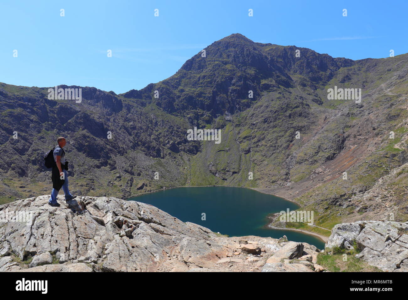 Ein Blick auf Glaslyn auf Snowdon Stockfoto