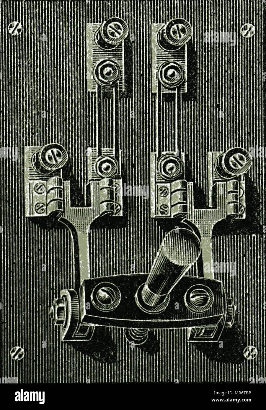 Gravur, ein zweipoliger Schalter. Vom 19. Jahrhundert Stockfotografie -  Alamy