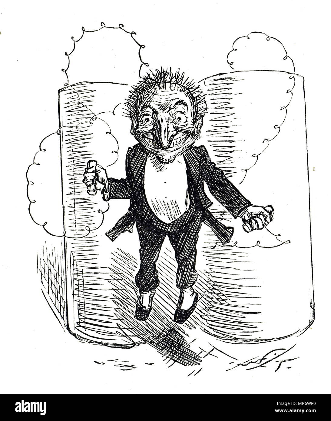 Cartoon, Herr Körner die neuesten Party Game-elektrischen Schocks zu genießen. Vom 19. Jahrhundert Stockfoto