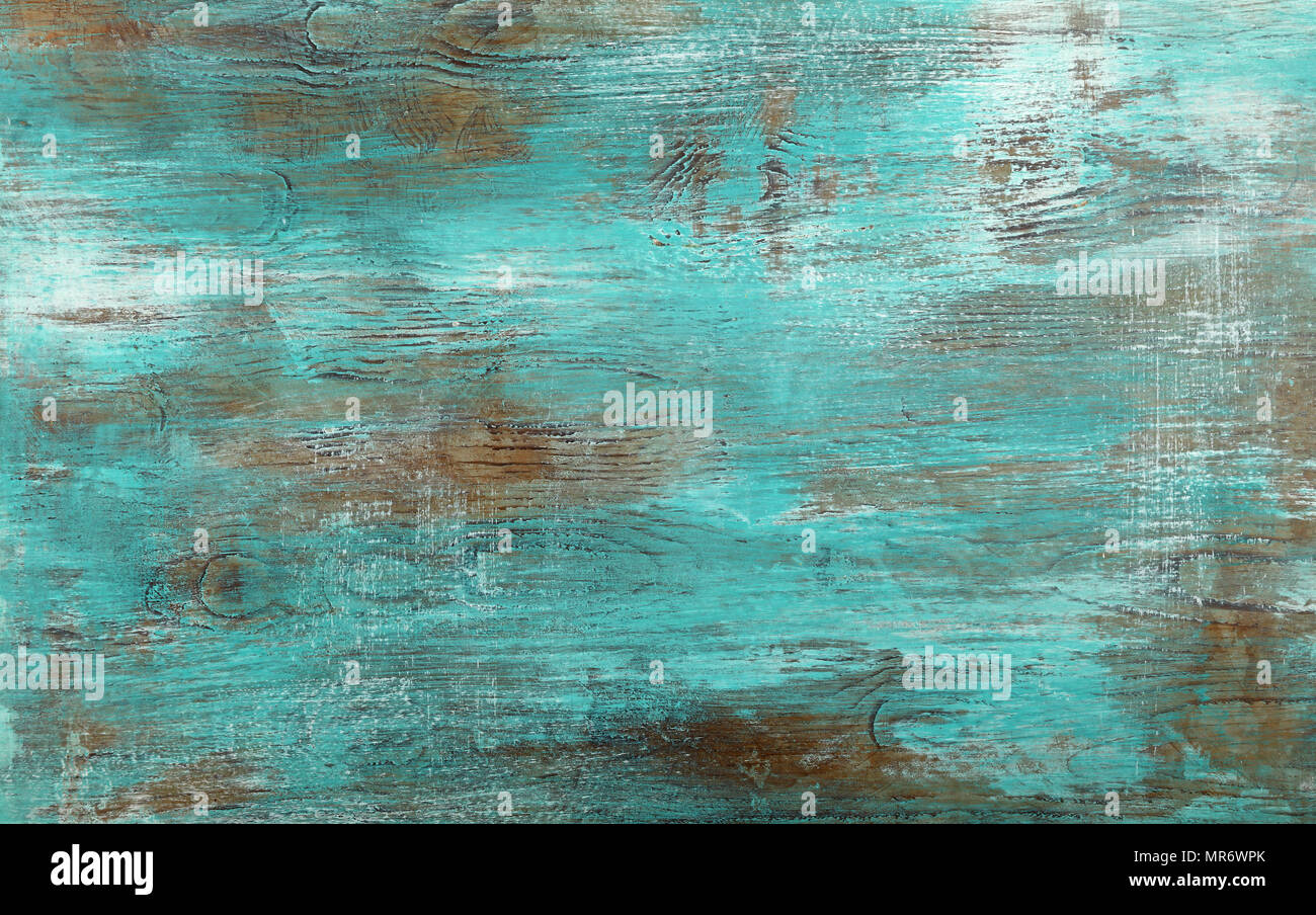 Grunge blau und weiß bemalt, gebürstet und verwitterten unebenen antike Holzoberfläche Hintergrund Stockfoto