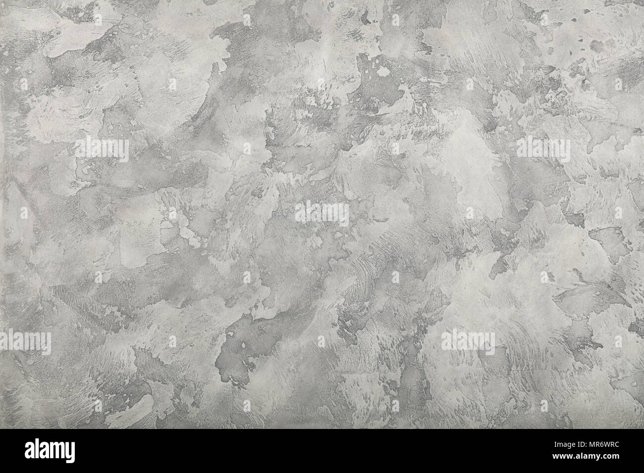 Grunge grau verblasst unebenen Alten daub Pflasterwand Textur Hintergrund mit Flecken und Pinselstriche, in der Nähe Stockfoto