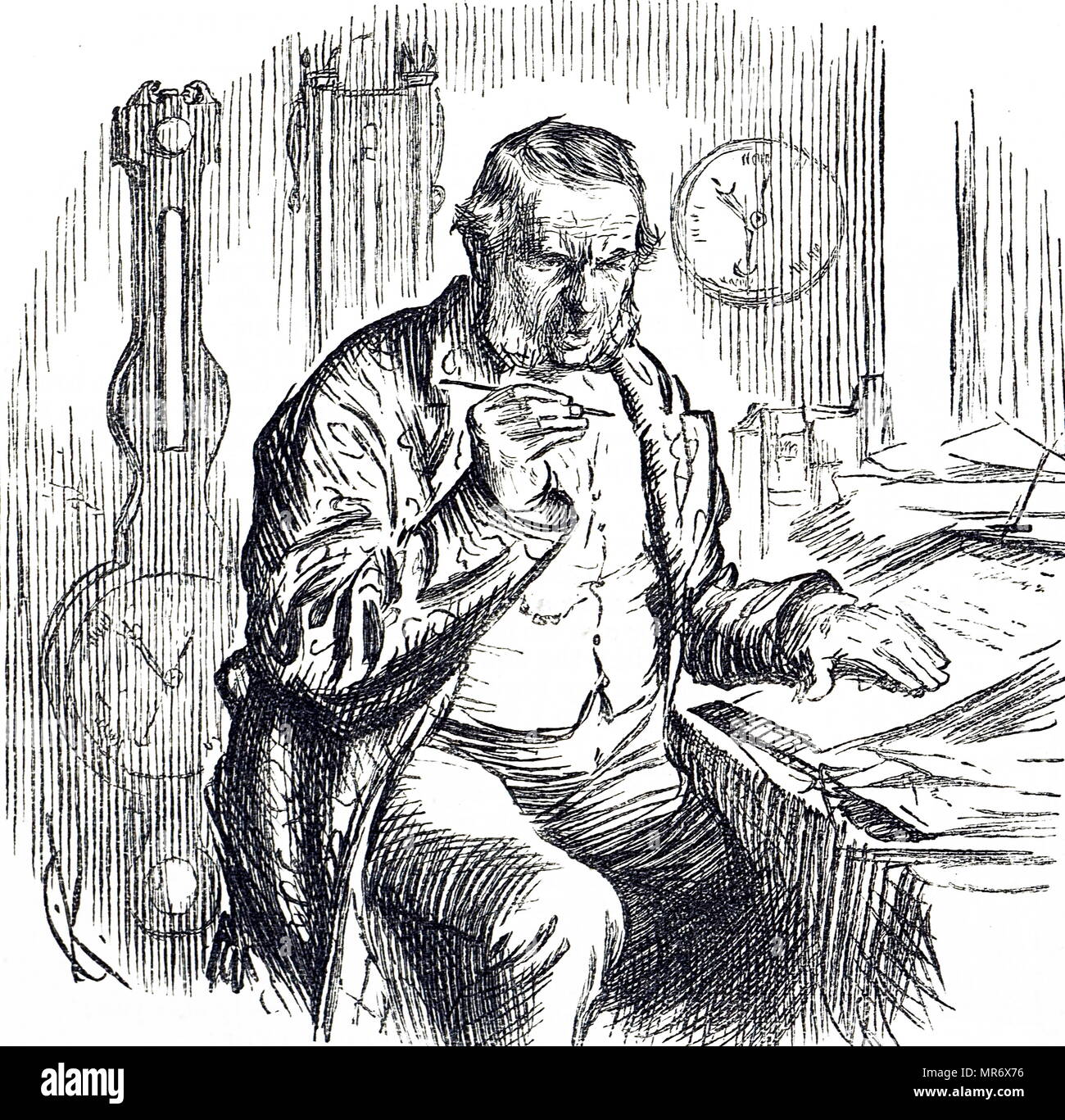 Portrait der Gentleman, der die meteorologischen Berichte zieht. Vom 19. Jahrhundert Stockfoto