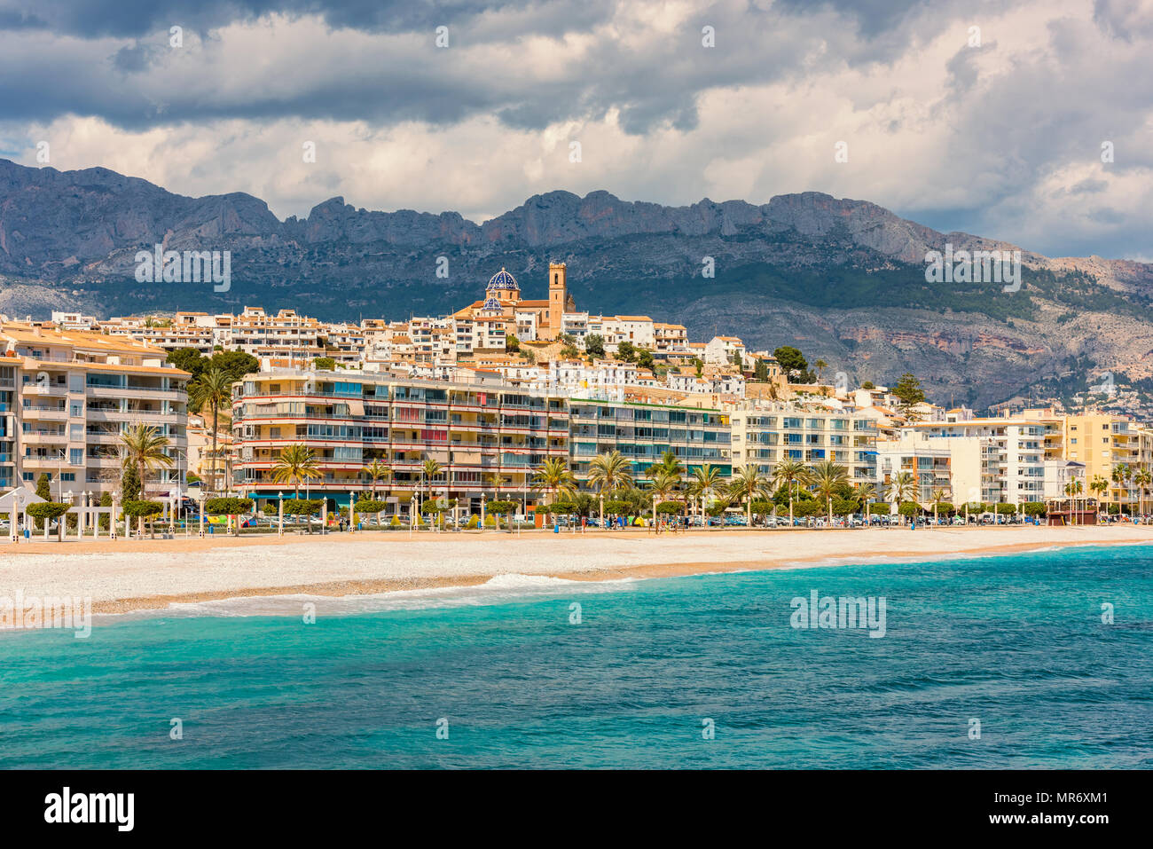 Blick auf Altea, einer Stadt in der Provinz Alicante, Costa Blanca, Spanien Stockfoto