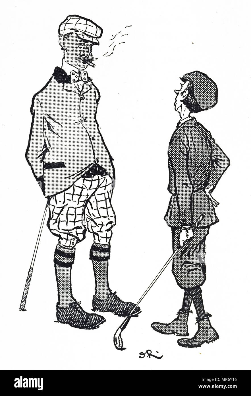 Cartoon, Golf Mode während des frühen 20. Jahrhunderts. Vom 20. Jahrhundert Stockfoto