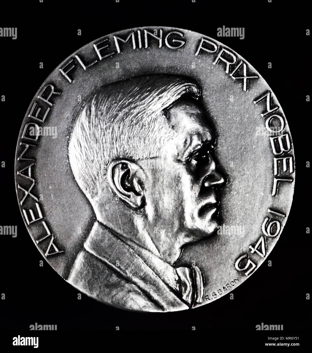 Medaille zur Erinnerung an Alexander Fleming's Nobelpreis gewinnen in 1945. Alexander Fleming (1881-1955), ein schottischer Arzt, Biologe und Pharmakologe. Vom 20. Jahrhundert Stockfoto