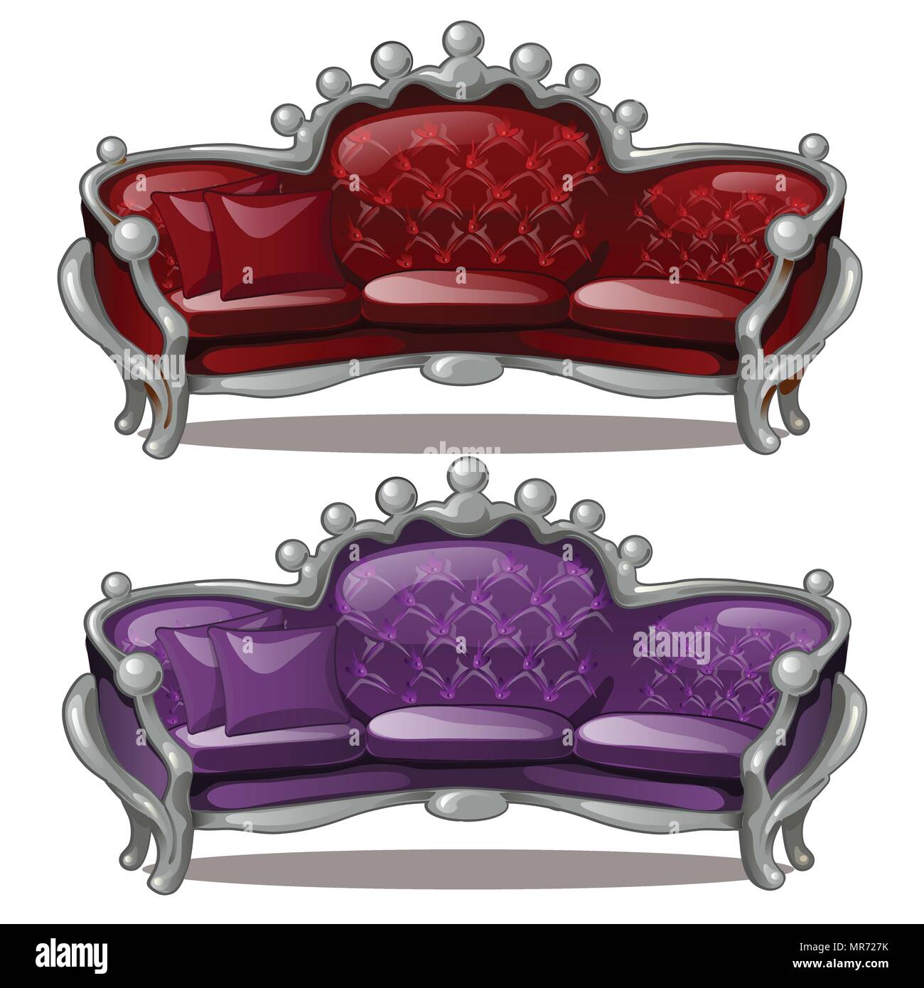 Zwei Königliche sofa isoliert auf einem weißen Hintergrund. Cartoon Vektor close-up Abbildung. Stock Vektor