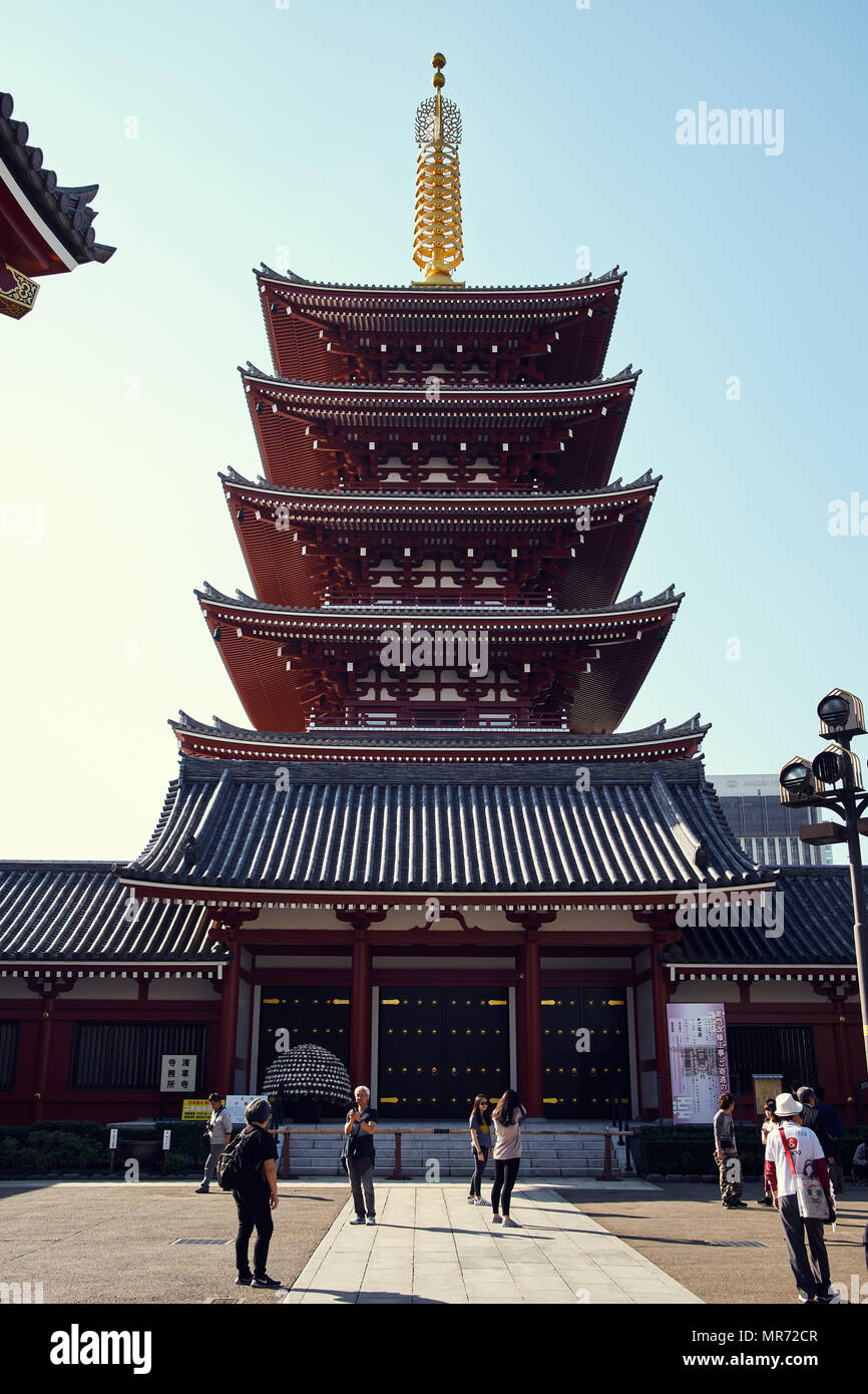 Pagode in Senso-ji Tempel in Tokio, Japan. Stockfoto