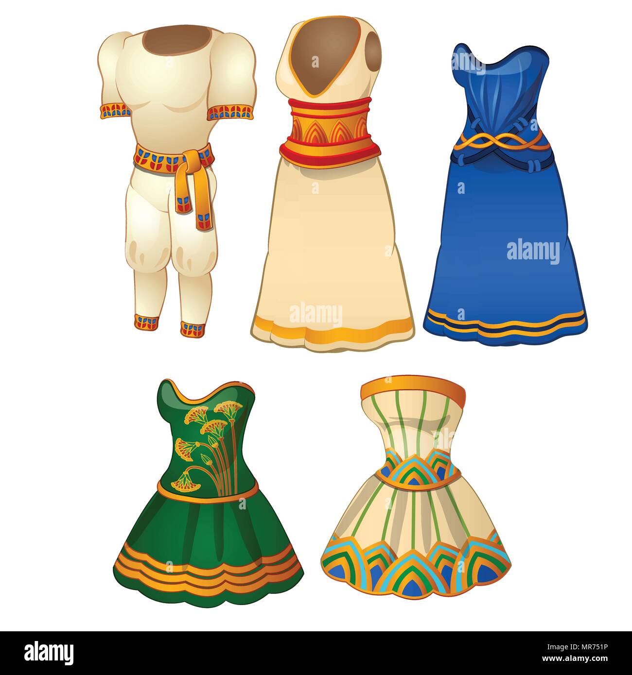 Eine Reihe von mens und der Kleidung im Stil des alten Ägypten. Vector Illustration. Stock Vektor
