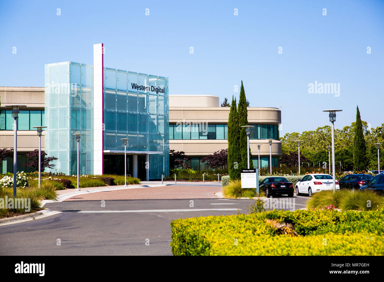 Milpitas, Kalifornien, USA - 21. Mai 2018: Bau einer Western Digital Corporation büro. WDC, eine Amerikanische computer data storage Firma und der größte Kom Stockfoto