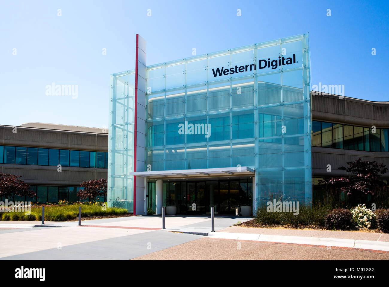 Milpitas, Kalifornien, USA - 21. Mai 2018: Bau einer Western Digital Corporation büro. WDC, eine Amerikanische computer data storage Firma und der größte Kom Stockfoto