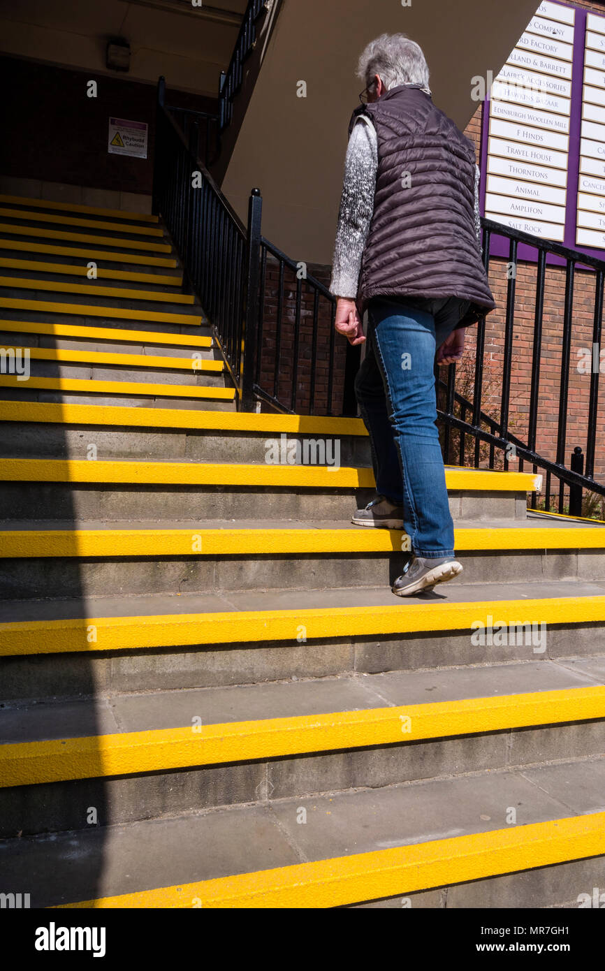 Sicherheit, Gelb, Treppe, Stockfoto