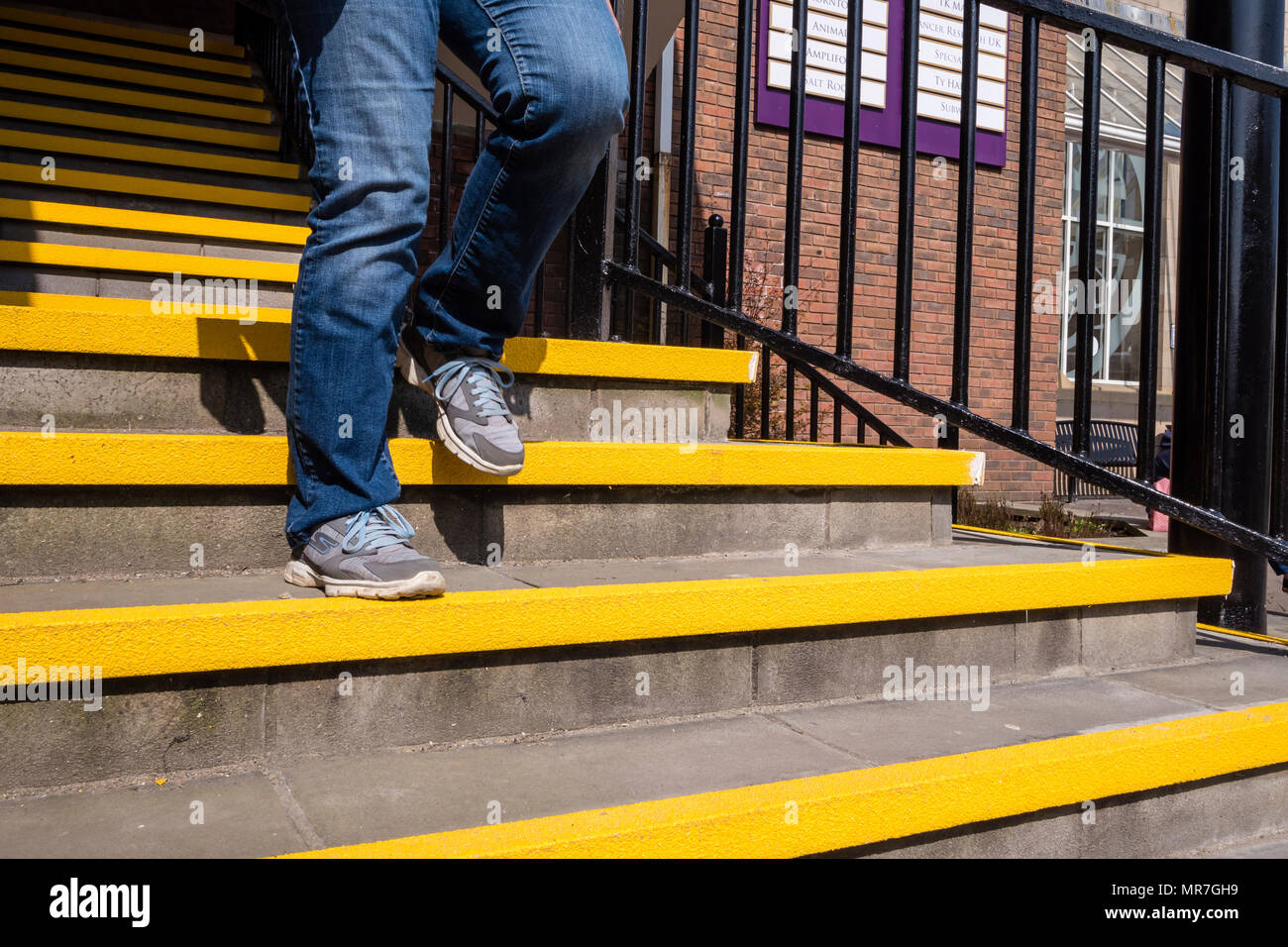 Sicherheit, Gelb, Treppe, Stockfoto