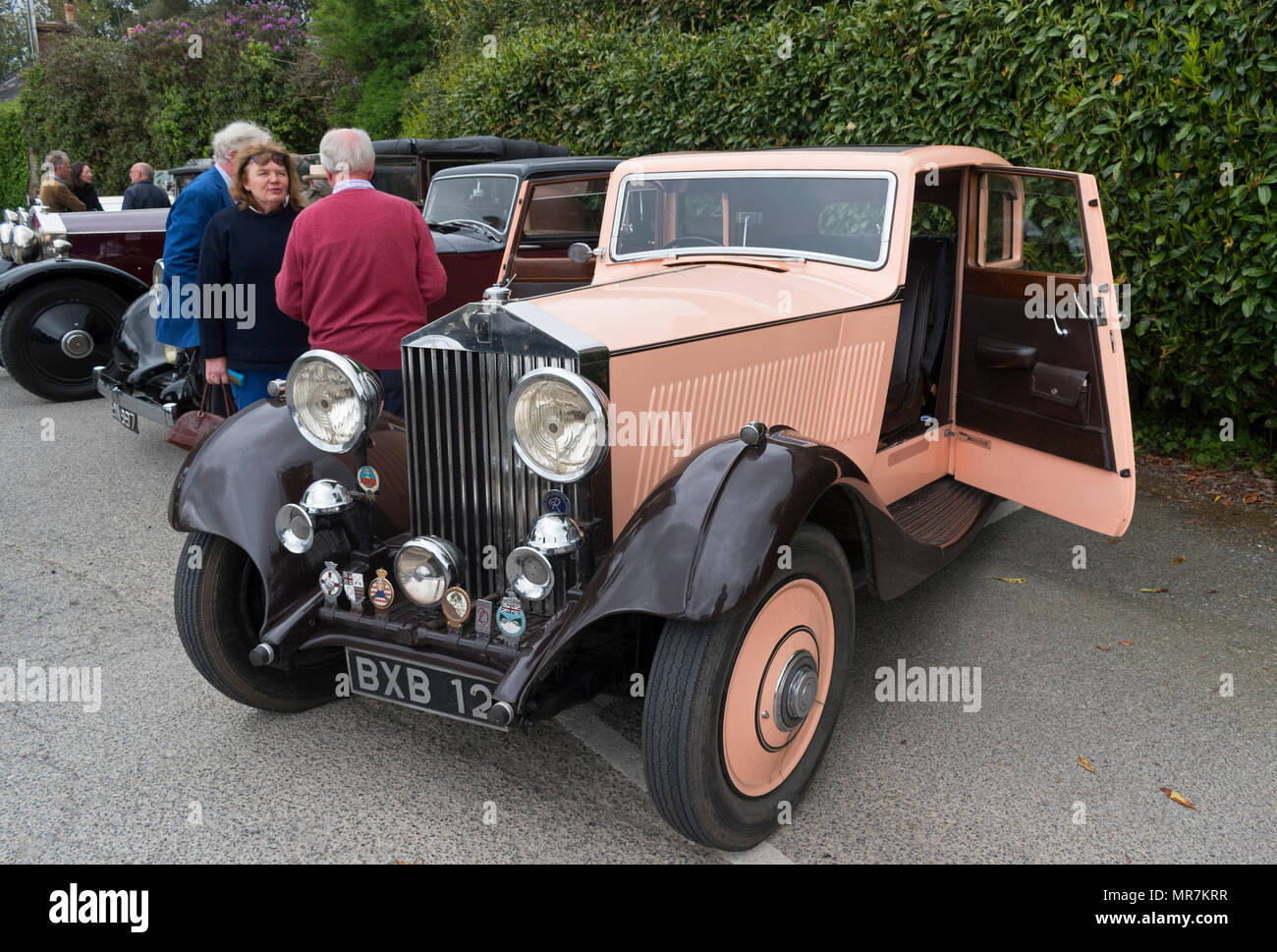 Vor 1940 Rolls Royce Phantom in Cornwall, Großbritanniens während des Rolls Royce 20 Ghost Club jährlichen Tour. Stockfoto
