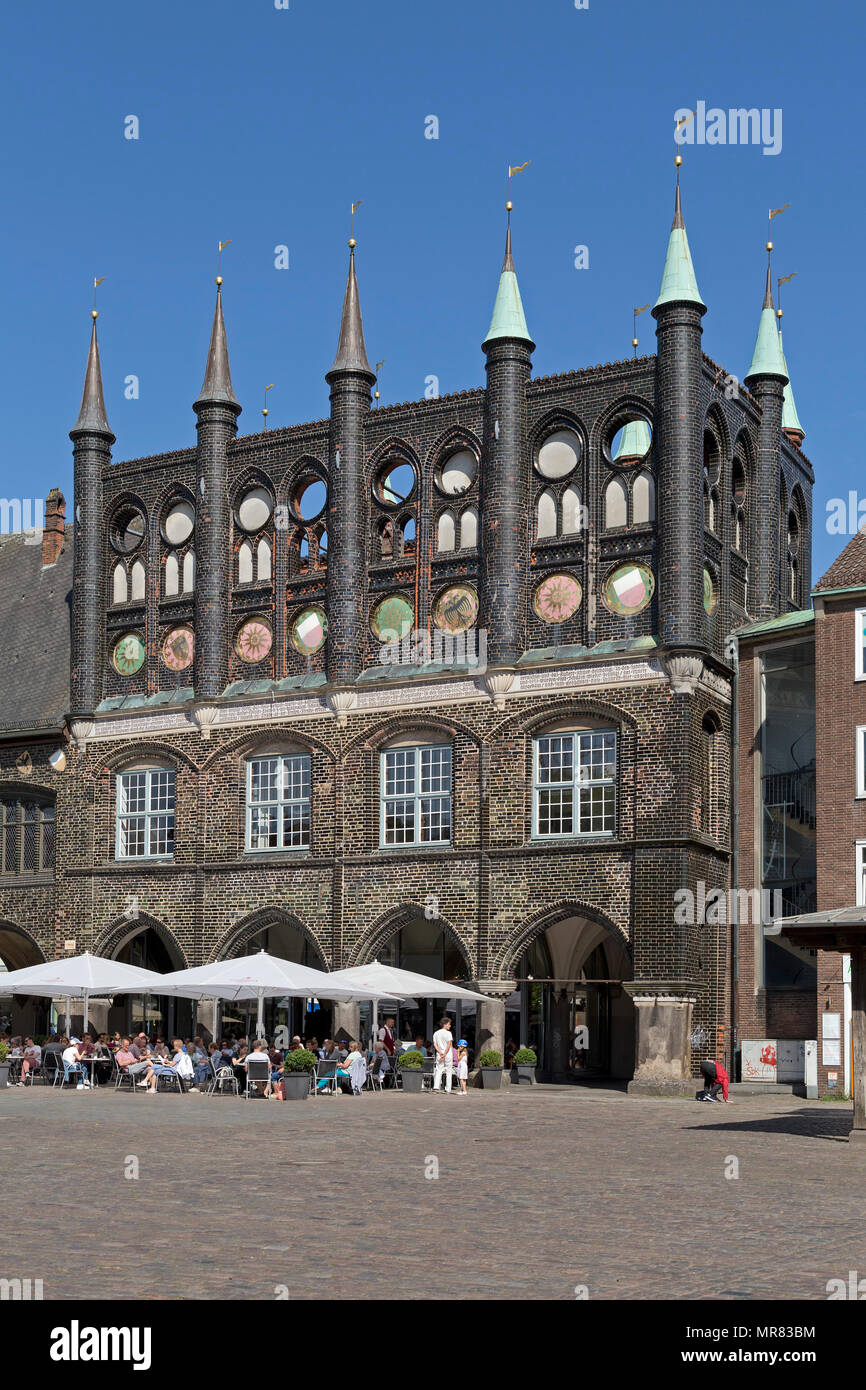 Rathaus, Marktplatz, Lübeck, Schleswig-Holstein, Deutschland Stockfoto