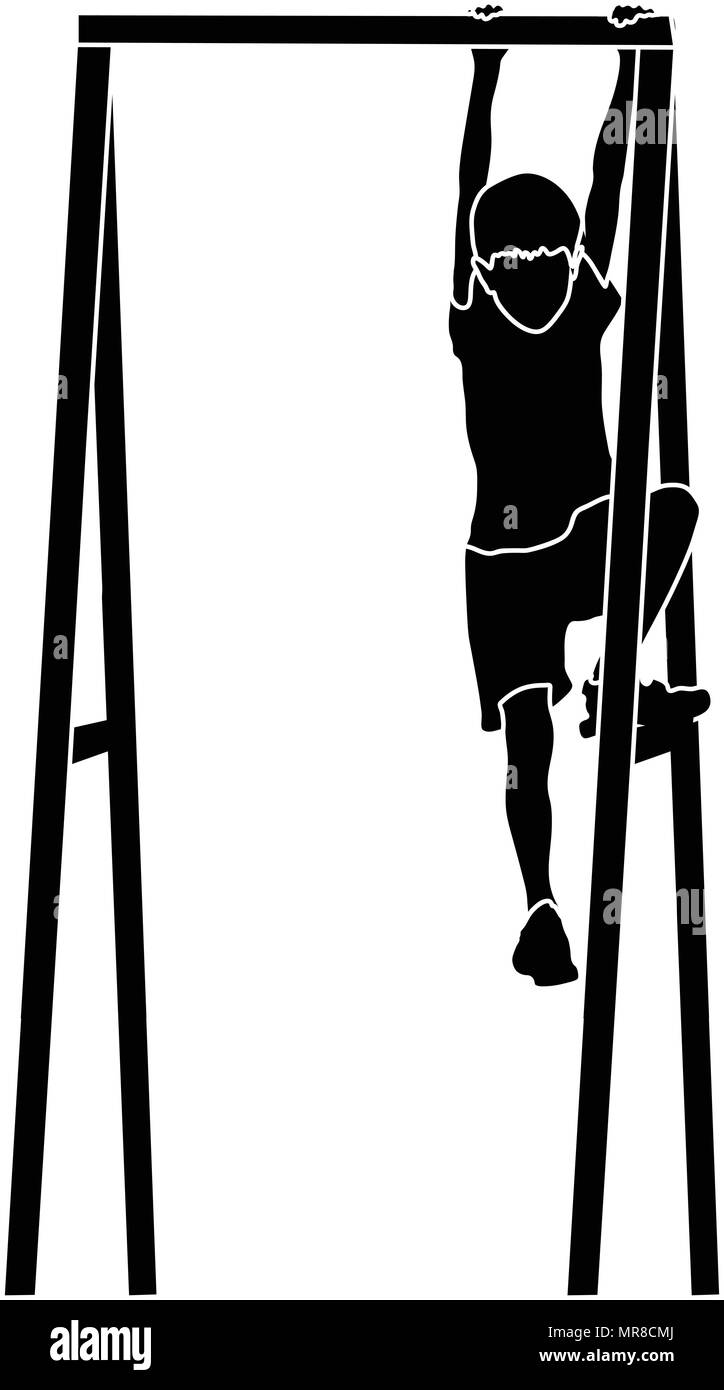 Junge Klettern ein Jungle Gym im Park Vektor silhouette Abbildung Stock Vektor