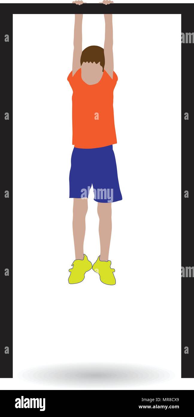 Hängende Junge mit Frame Color Vector Illustration Stock Vektor